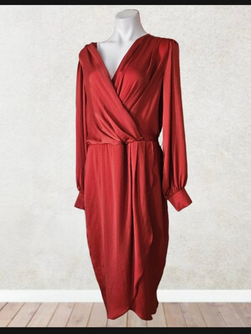 New! City Chic Opulent Faux Wrap Cocktail Midi Dress( Missing Belt Sash) Sz 16 - Picture 5 of 6